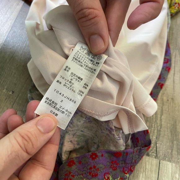 Tsumori Chisato Womens Multicolor Floral Pleated Front Midi Aline Dress Size 2 - Picture 11 of 11